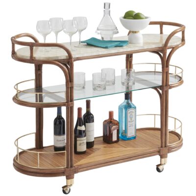 Palm Desert Toscana Rattan Mobile Bar Cart