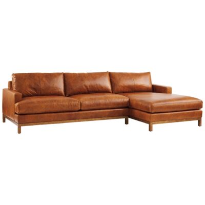 Barclay Butera Upholstery 2-Piece Leather Sectional Sofa w/Brass Base